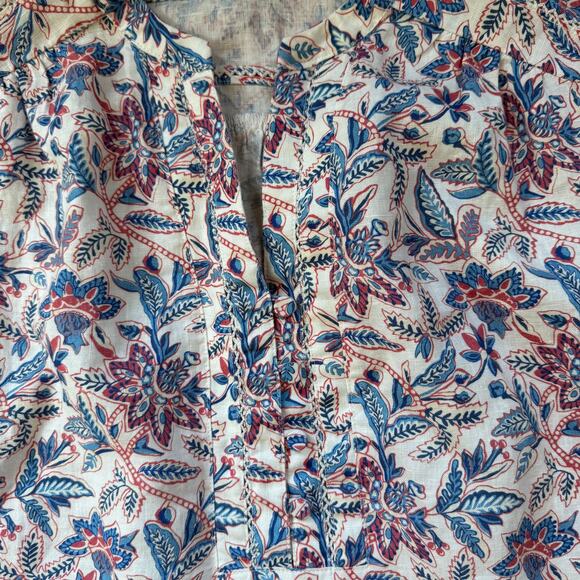 J. McLaughlin Nylee Linen Mini Dress SZ M 3QTR Puff Sleeve Floral Bloomsbury - Picture 4 of 10